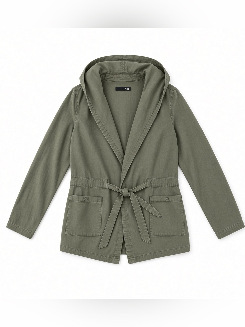 Max Jeans Olive 100% Tencel Tie-Waist Utility Jacket